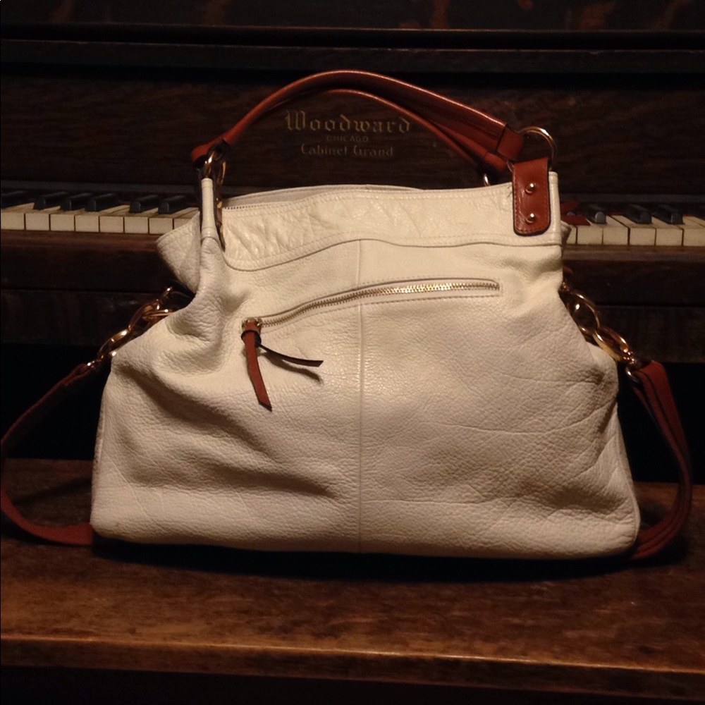 Cynthia Rowley White and Camel Leather Handbag - Picture 2 of 7